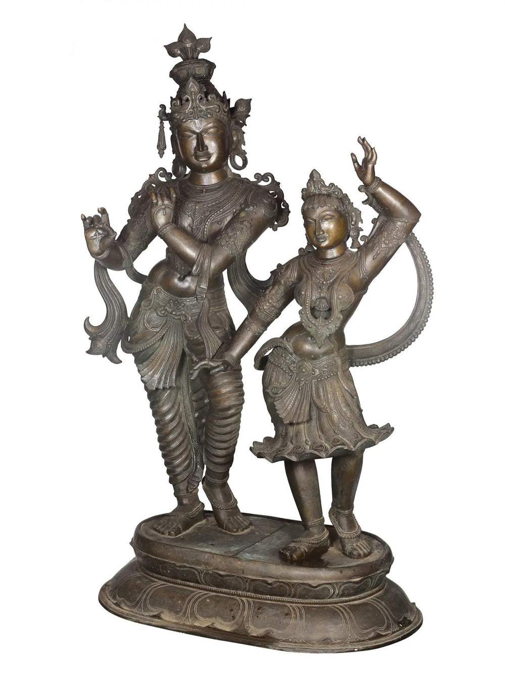 Dancing Radha with Krishna Playing Flute in Bronze – Swamimalai, Tamil Nadu