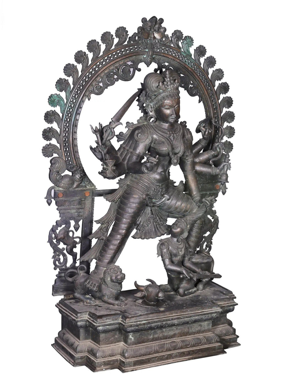 Mahishasuramardini Durga Subduing Buffalo Demon in Panchaloha Bronze – Swamimalai, Tamil Nadu