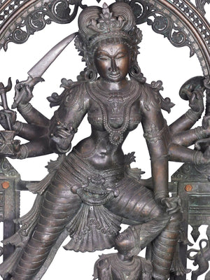 Mahishasuramardini Durga Subduing Buffalo Demon in Panchaloha Bronze – Swamimalai, Tamil Nadu