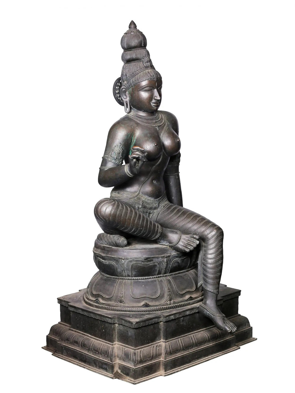 Life-Size Uma Parvati as Bhogashakti in Panchaloha Bronze – Swamimalai, Tamil Nadu