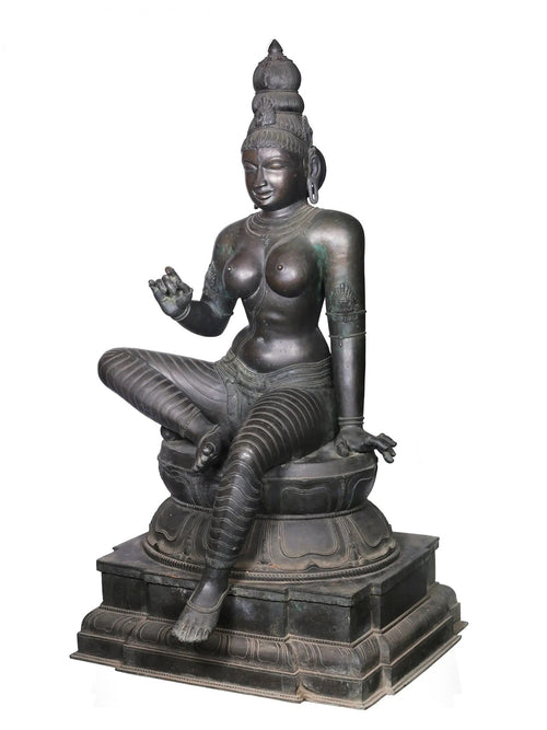 Life-Size Uma Parvati as Bhogashakti in Panchaloha Bronze – Swamimalai, Tamil Nadu