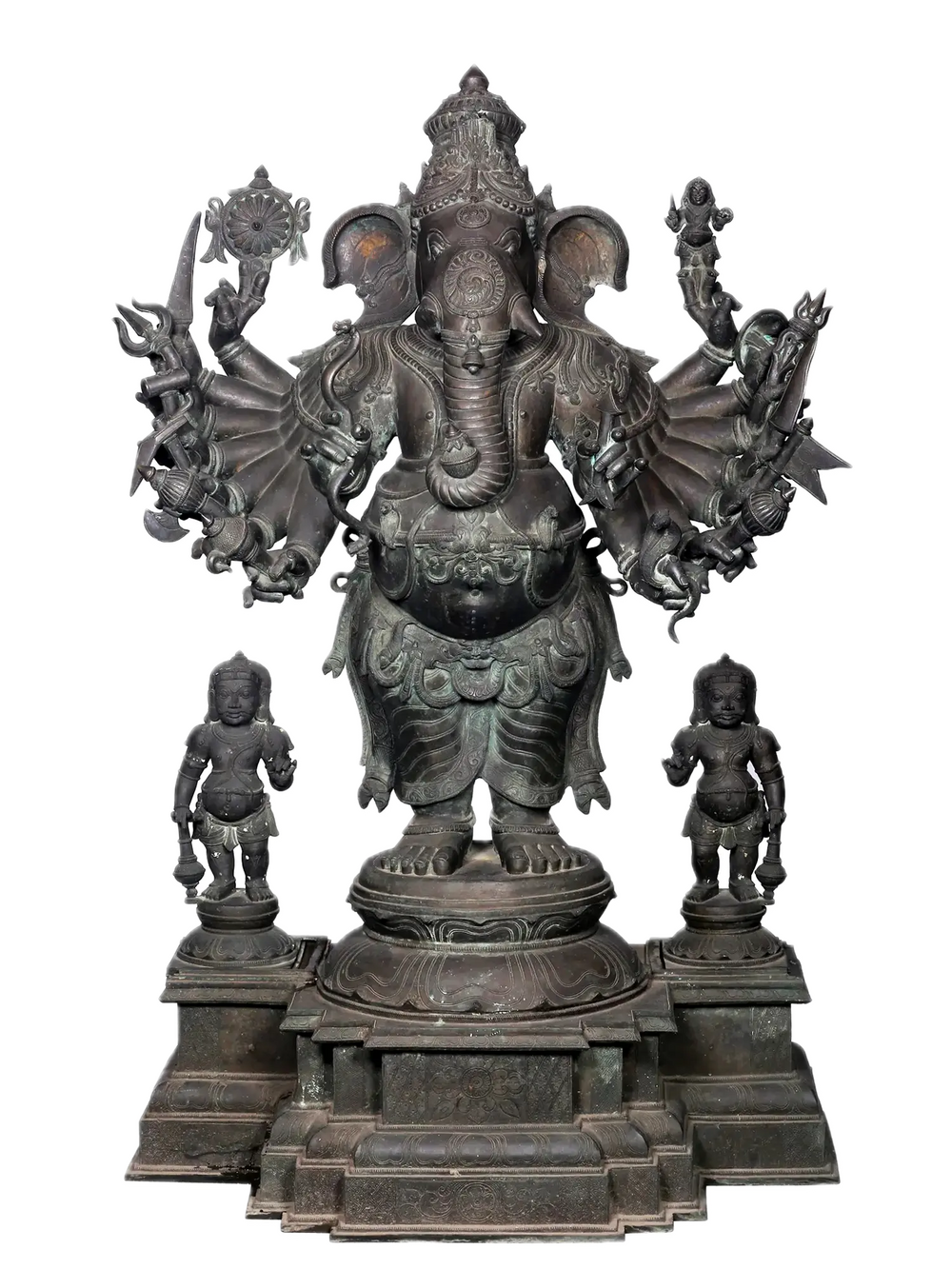 Monumental Veera Ganesha with Attendant Ganas in Bronze