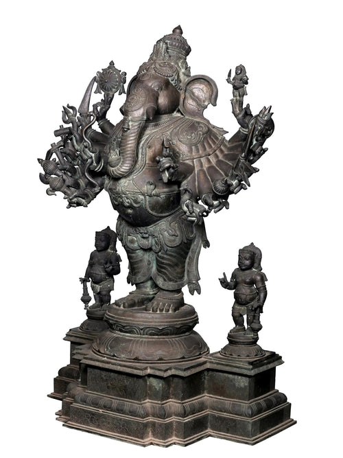 Monumental Veera Ganesha with Attendant Ganas in Bronze – Swamimalai, Tamil Nadu
