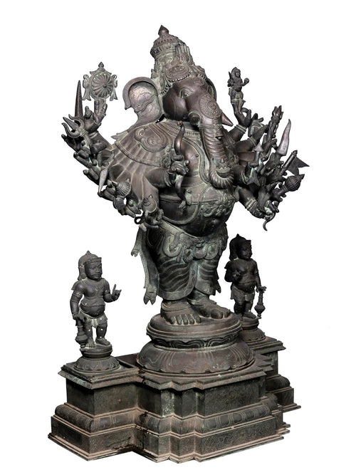 Monumental Veera Ganesha with Attendant Ganas in Bronze – Swamimalai, Tamil Nadu