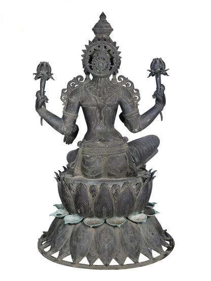 66'' Large Statue of Devi Lakshmi (Lost-Wax) | Panchaloha Bronze from Swamimalai (Shipped by Sea)