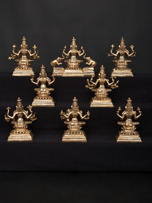 Ashtalakshmi Set of Eight Forms of Lakshmi in Panchaloha Bronze – Swamimalai, Tamil Nadu