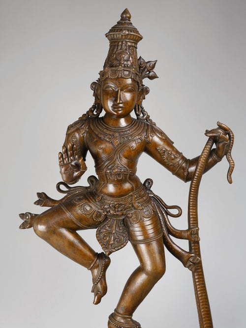 Kaliya- Mardana Krishna (Krishna Dancing on Serpent) in Panchaloha Bronze – Swamimalai, Tamil Nadu