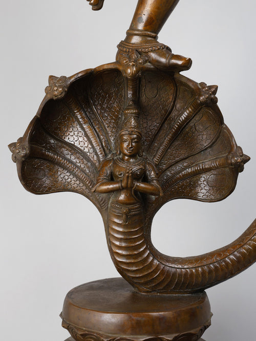Kaliya- Mardana Krishna (Krishna Dancing on Serpent) in Panchaloha Bronze – Swamimalai, Tamil Nadu