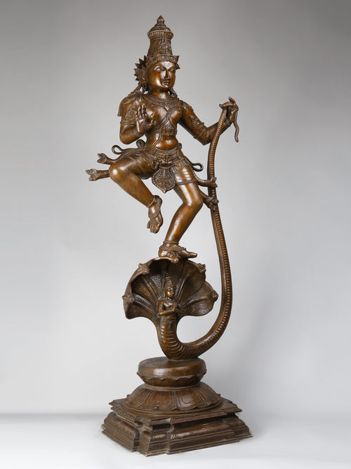 Kaliya- Mardana Krishna (Krishna Dancing on Serpent) in Panchaloha Bronze – Swamimalai, Tamil Nadu