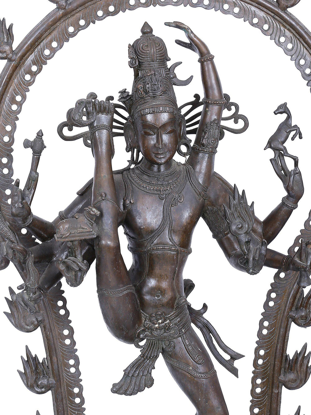 Nataraja in Urdhva Tandava Pose within Flaming Prabhavali in Bronze – Swamimalai, Tamil Nadu