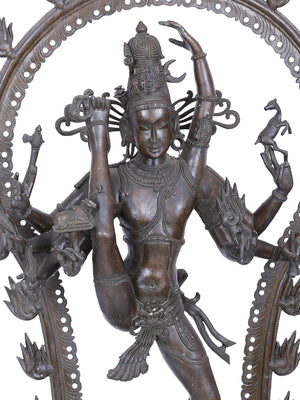 Nataraja in Urdhva Tandava Pose within Flaming Prabhavali in Bronze – Swamimalai, Tamil Nadu