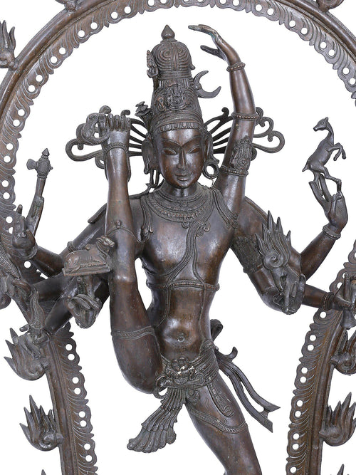 Nataraja in Urdhva Tandava Pose within Flaming Prabhavali in Bronze – Swamimalai, Tamil Nadu