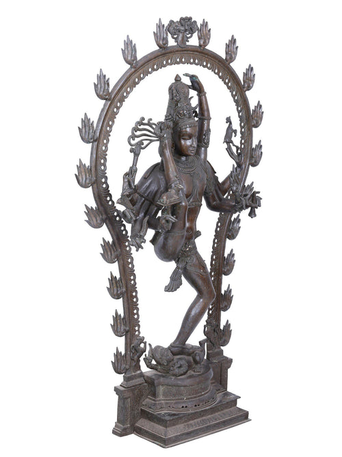 Nataraja in Urdhva Tandava Pose within Flaming Prabhavali in Bronze – Swamimalai, Tamil Nadu