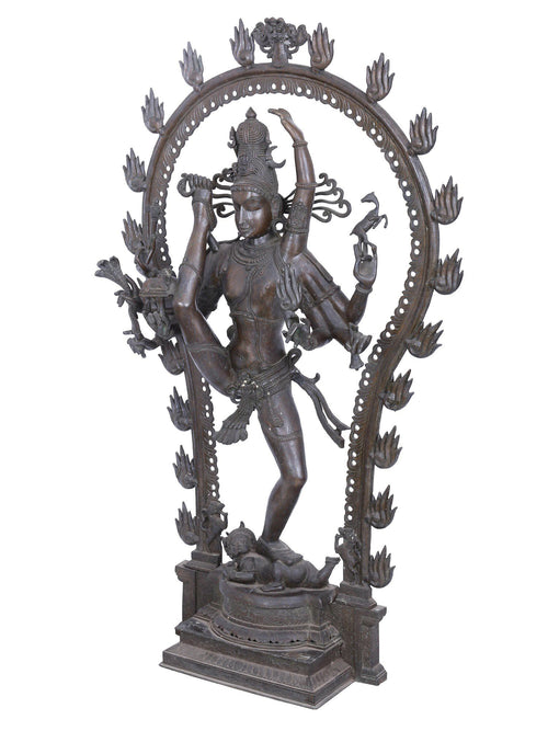 Nataraja in Urdhva Tandava Pose within Flaming Prabhavali in Bronze – Swamimalai, Tamil Nadu