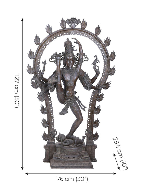 Nataraja in Urdhva Tandava Pose within Flaming Prabhavali in Bronze – Swamimalai, Tamil Nadu