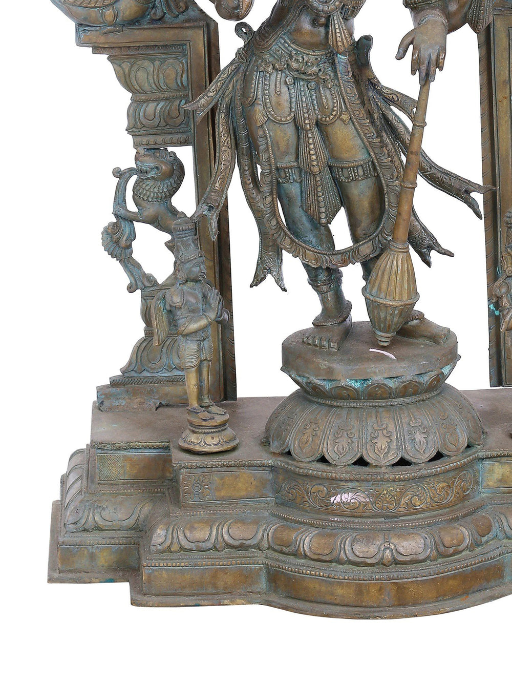 Chaturbhuja Vishnu in Tribhanga under Ornate Prabhavali With Hanuman and Garuda  in Panchaloha Bronze – Swamimalai, Tamil Nadu