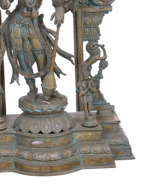 Chaturbhuja Vishnu in Tribhanga under Ornate Prabhavali With Hanuman and Garuda  in Panchaloha Bronze – Swamimalai, Tamil Nadu