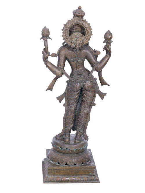 Four-Armed Lakshmi Standing on Double Lotus in Panchaloha Bronze – Swamimalai, Tamil Nadu