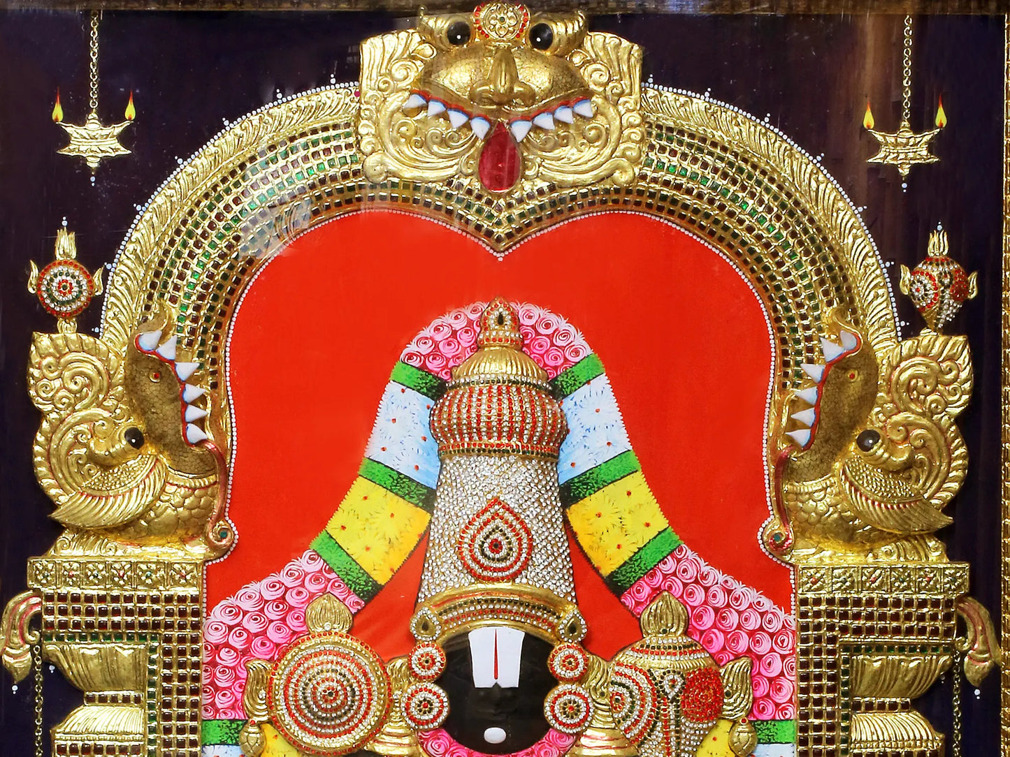 Embossing Tanjore Painting of Lord Venkateshwara (Tirupati Balaji) | Traditional Colors with 24K Gold