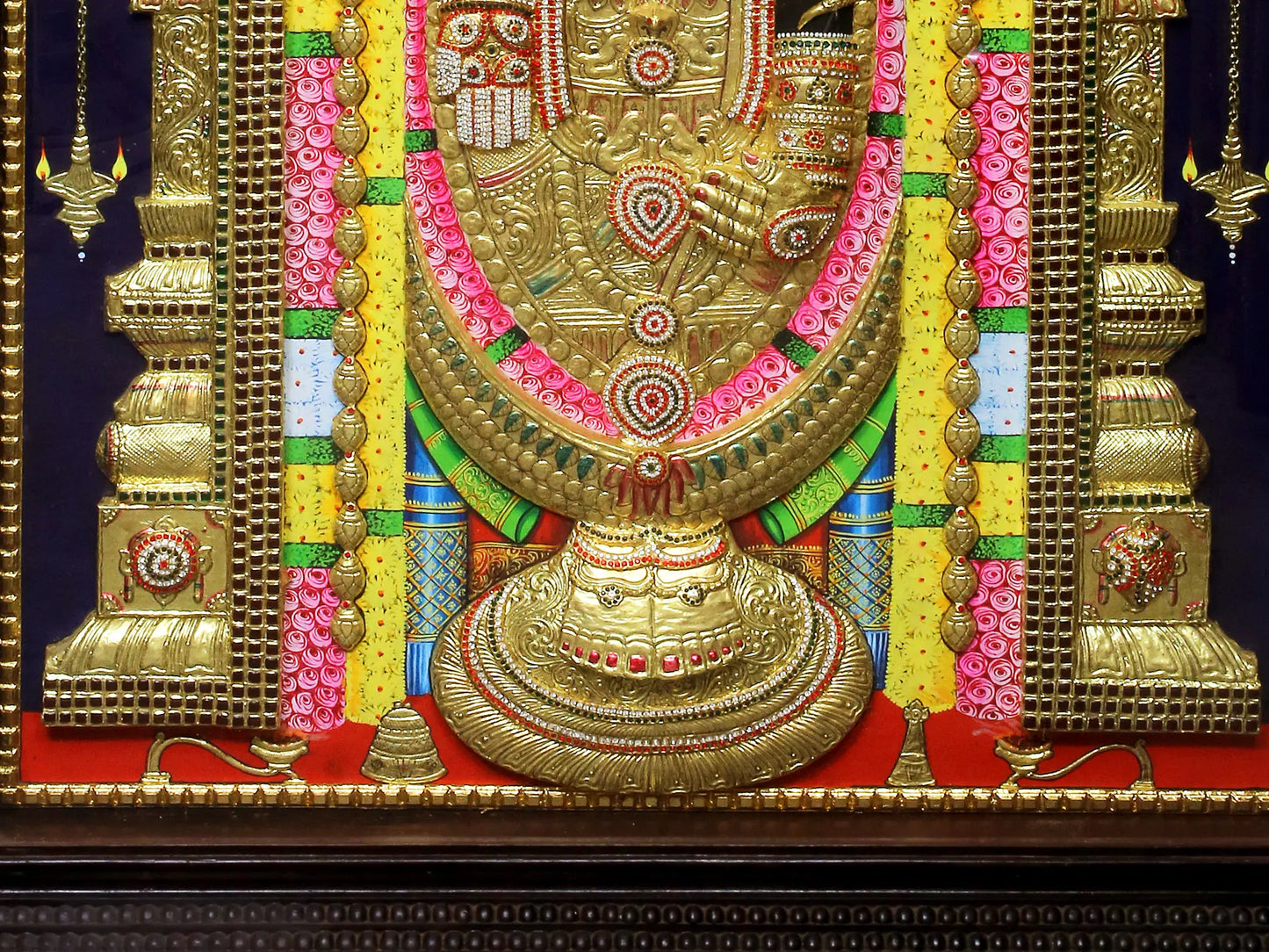 Embossing Tanjore Painting of Lord Venkateshwara (Tirupati Balaji) | Traditional Colors with 24K Gold