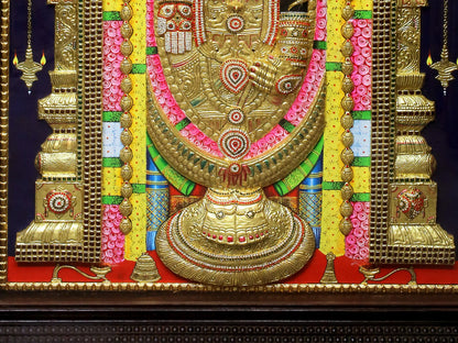 Embossing Tanjore Painting of Lord Venkateshwara (Tirupati Balaji) | Traditional Colors with 24K Gold