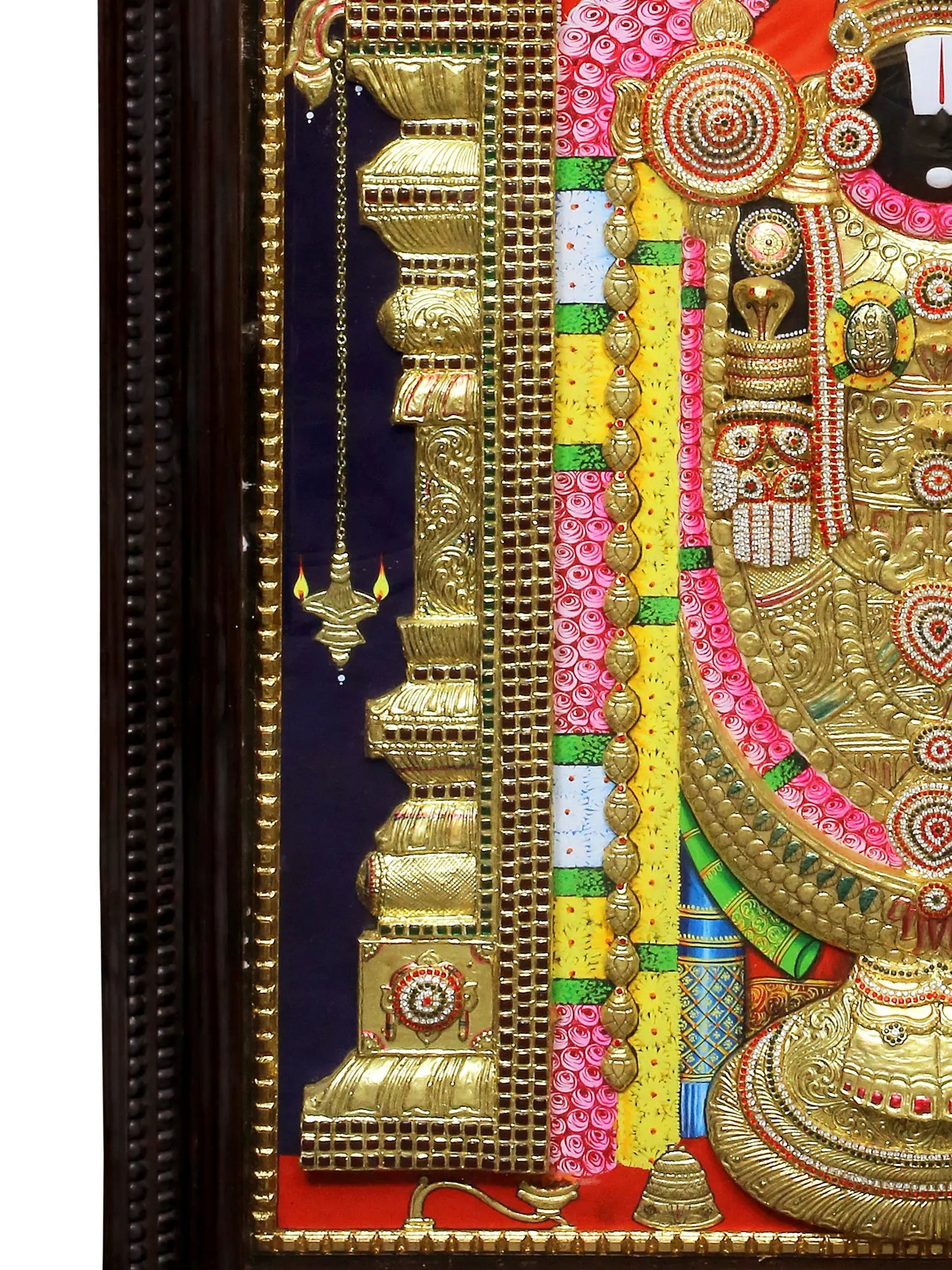 Embossing Tanjore Painting of Lord Venkateshwara (Tirupati Balaji) | Traditional Colors with 24K Gold