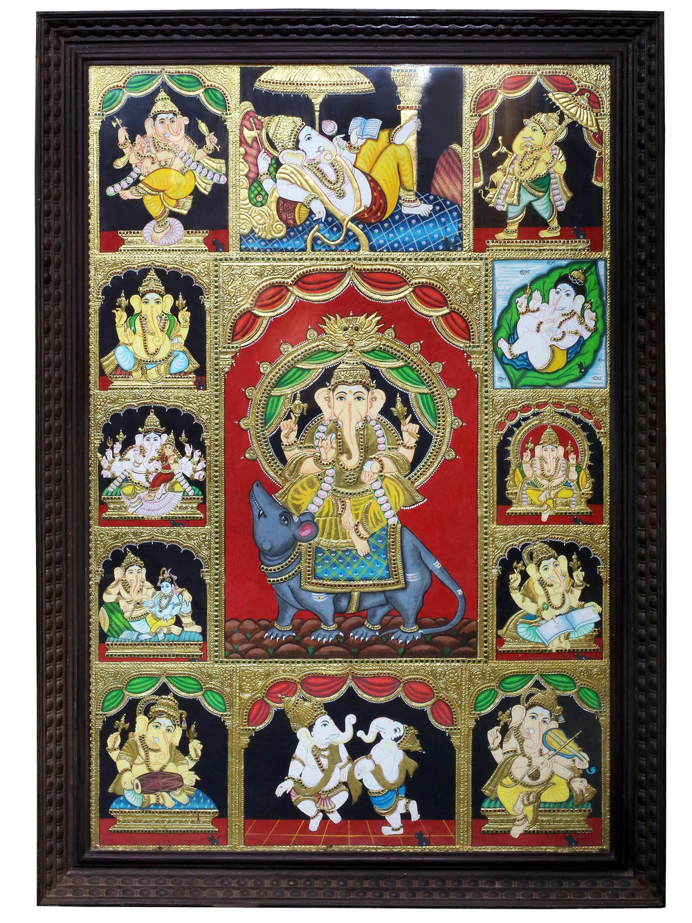 Lord Ganesha Tanjore Painting 24K Gold Work