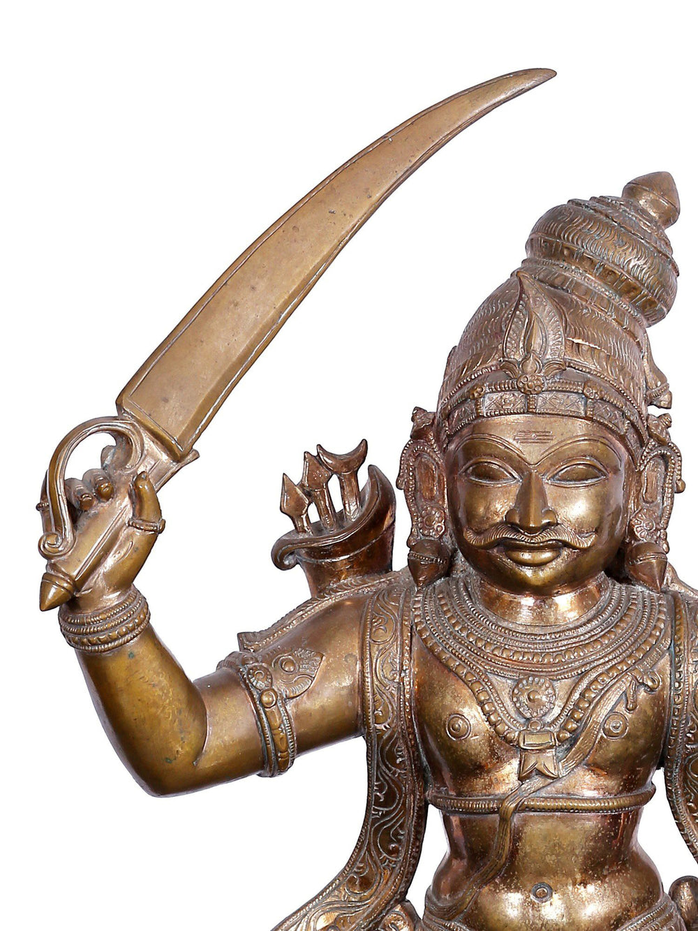 Standing Madurai Veeran Guardian Deity with Sword in Bronze – Swamimalai, Tamil Nadu