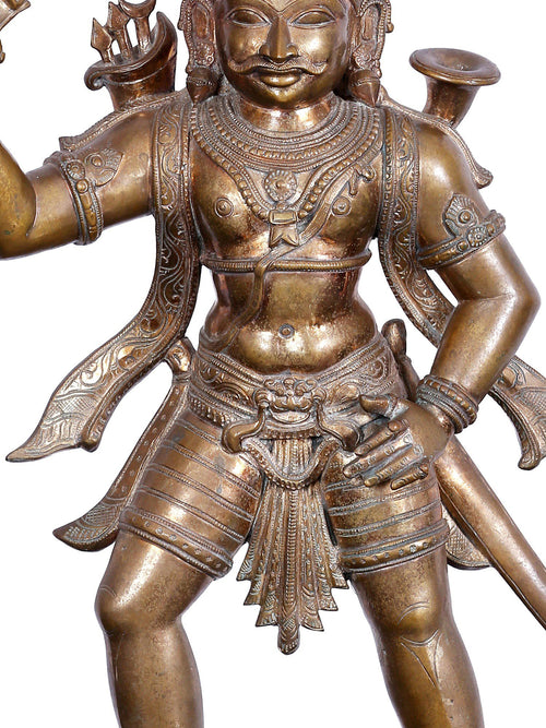 Standing Madurai Veeran Guardian Deity with Sword in Bronze – Swamimalai, Tamil Nadu