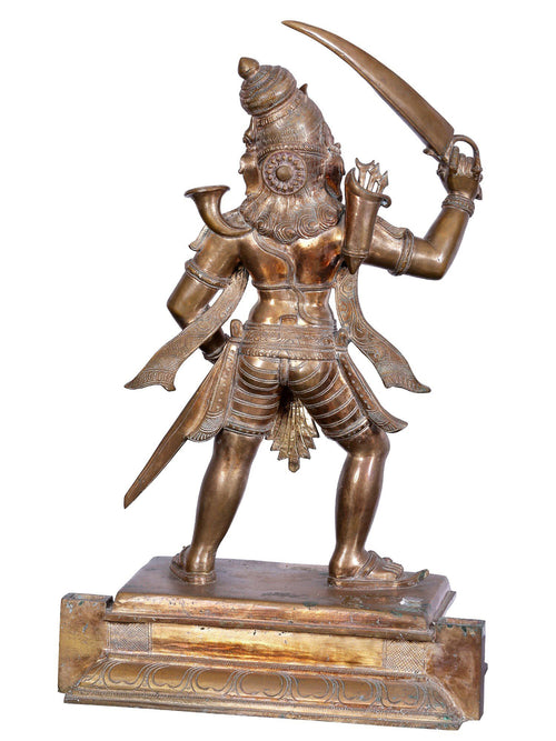 Standing Madurai Veeran Guardian Deity with Sword in Bronze – Swamimalai, Tamil Nadu