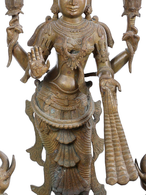 Gajalakshmi Standing with Lotus and Elephants in Bronze – Swamimalai, Tamil Nadu