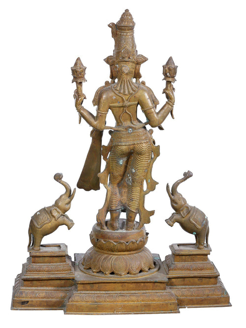 Gajalakshmi Standing with Lotus and Elephants in Bronze – Swamimalai, Tamil Nadu