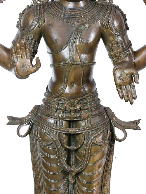 Standing Vishnu with Chakra Shankha on Two Tiered Pedestal in Panchaloha Bronze – Swamimalai