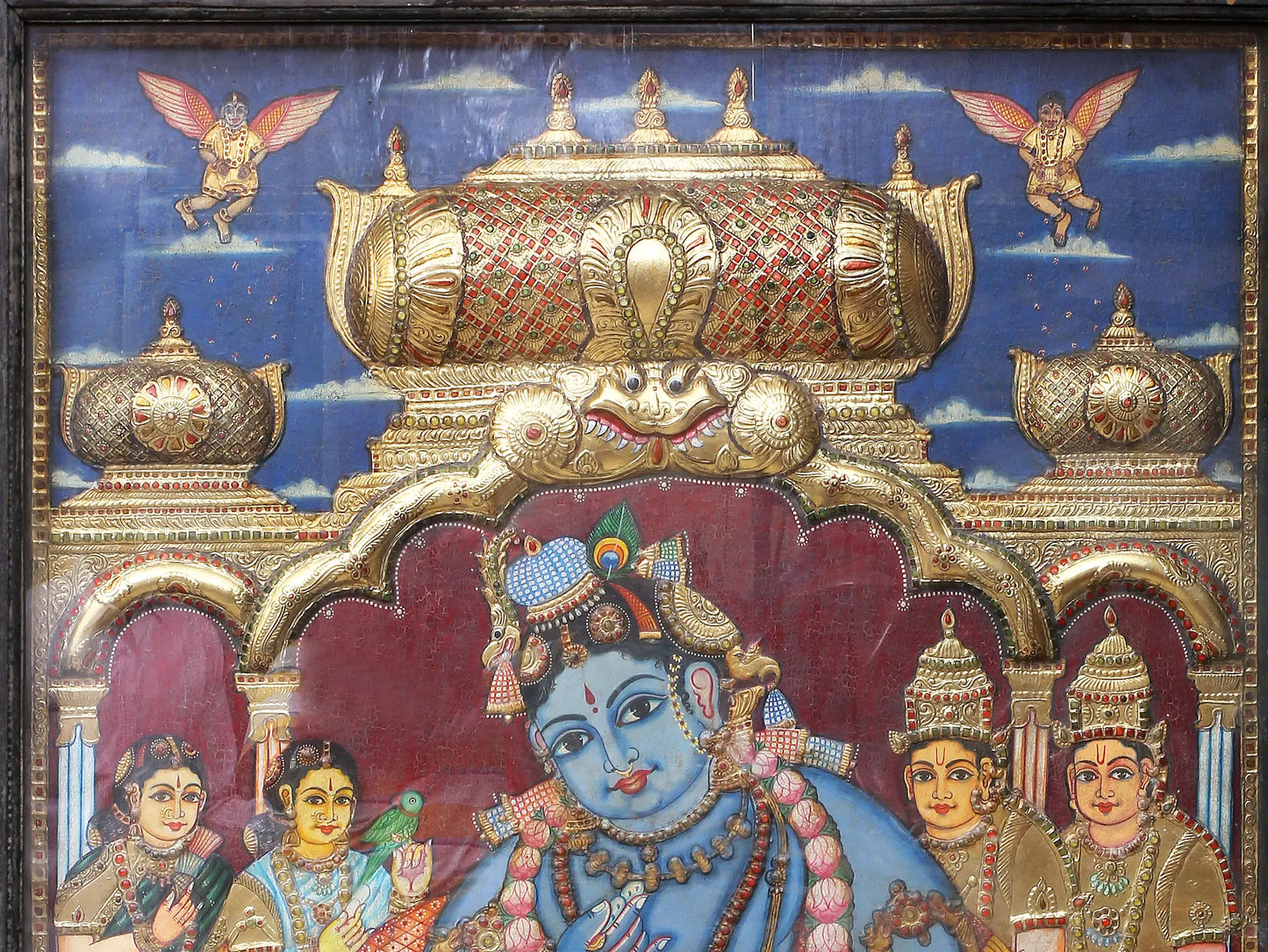 Lord Krishna Eating Butter | Handmade Tanjore Painting | Traditional Colors With 24K Gold