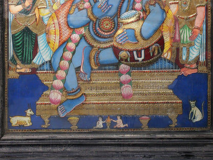 Lord Krishna Eating Butter | Handmade Tanjore Painting | Traditional Colors With 24K Gold