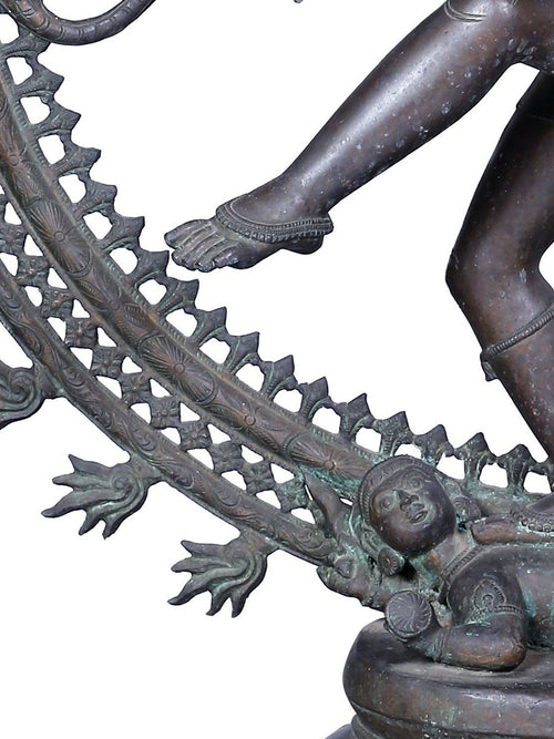 Large Nataraja in Ananda Tandava within Flaming Prabhavali in Panchaloha Bronze – Swamimalai, Tamil Nadu