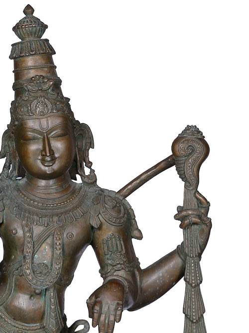 Chaturbhuja Vishnu with Garuda and Hanuman in Panchaloha Bronze – Swamimalai, Tamil Nadu