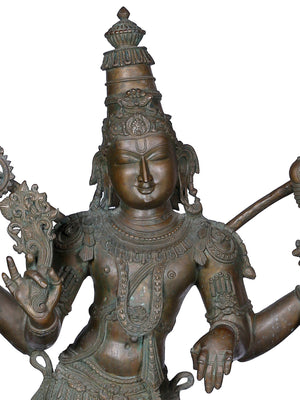 Chaturbhuja Vishnu with Garuda and Hanuman in Panchaloha Bronze – Swamimalai, Tamil Nadu