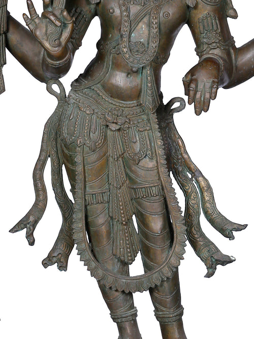 Chaturbhuja Vishnu with Garuda and Hanuman in Panchaloha Bronze – Swamimalai, Tamil Nadu
