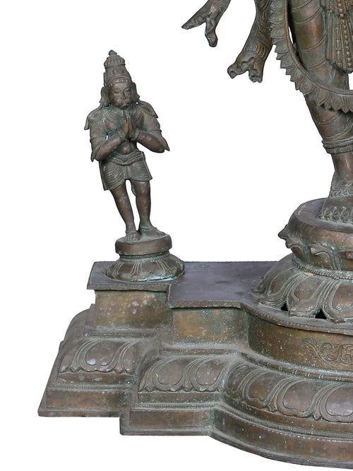 Chaturbhuja Vishnu with Garuda and Hanuman in Panchaloha Bronze – Swamimalai, Tamil Nadu