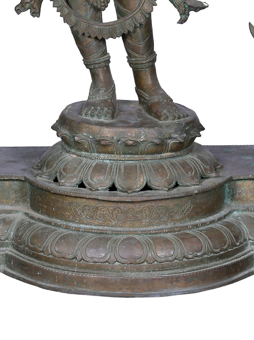 Chaturbhuja Vishnu with Garuda and Hanuman in Panchaloha Bronze – Swamimalai, Tamil Nadu