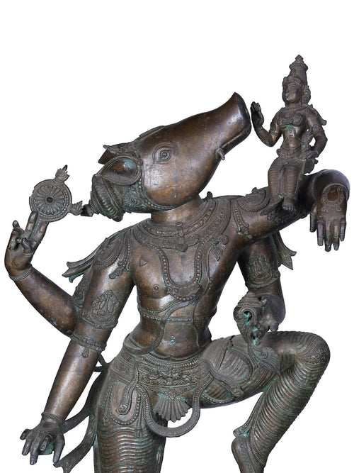 Varaha Avatar Lifting Bhudevi in Panchaloha Bronze – Swamimalai, Tamil Nadu