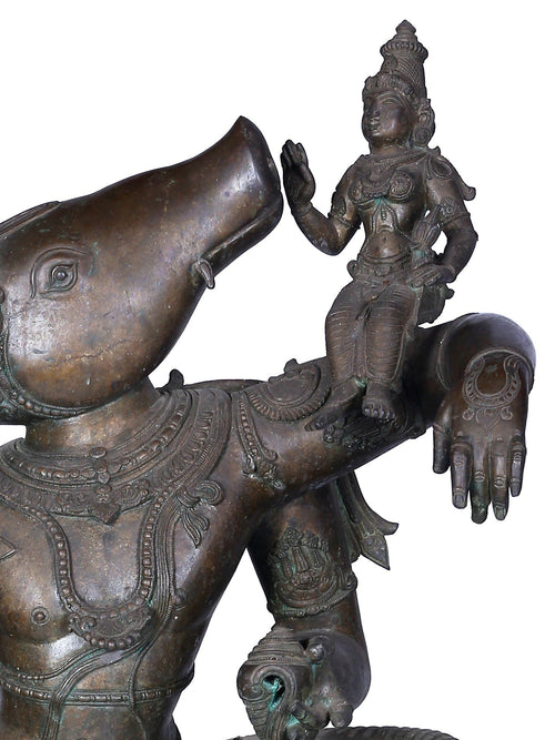 Varaha Avatar Lifting Bhudevi in Panchaloha Bronze – Swamimalai, Tamil Nadu