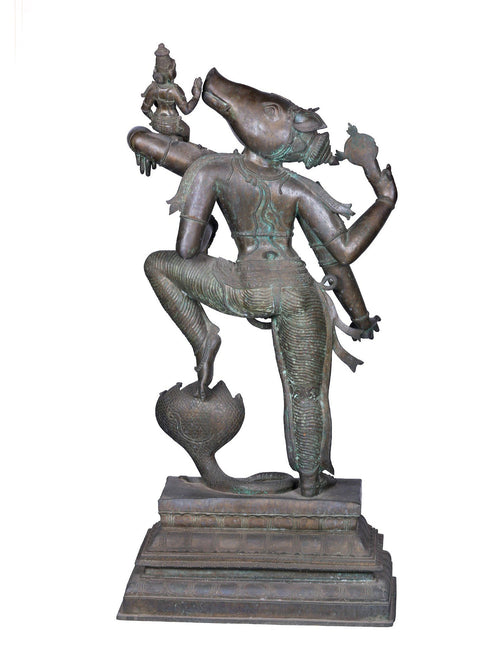 Varaha Avatar Lifting Bhudevi in Panchaloha Bronze – Swamimalai, Tamil Nadu