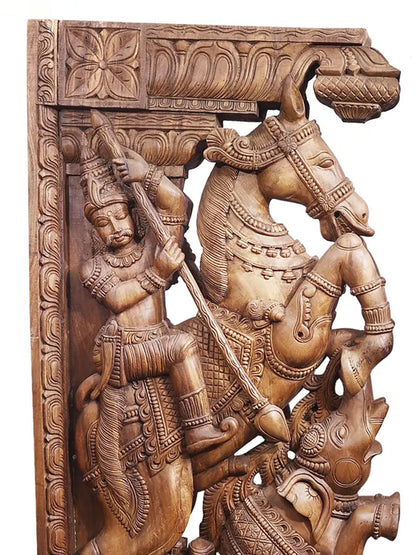73" Large Wood Brackets Pair with Attractive Carving | Wood Carved Item for Home