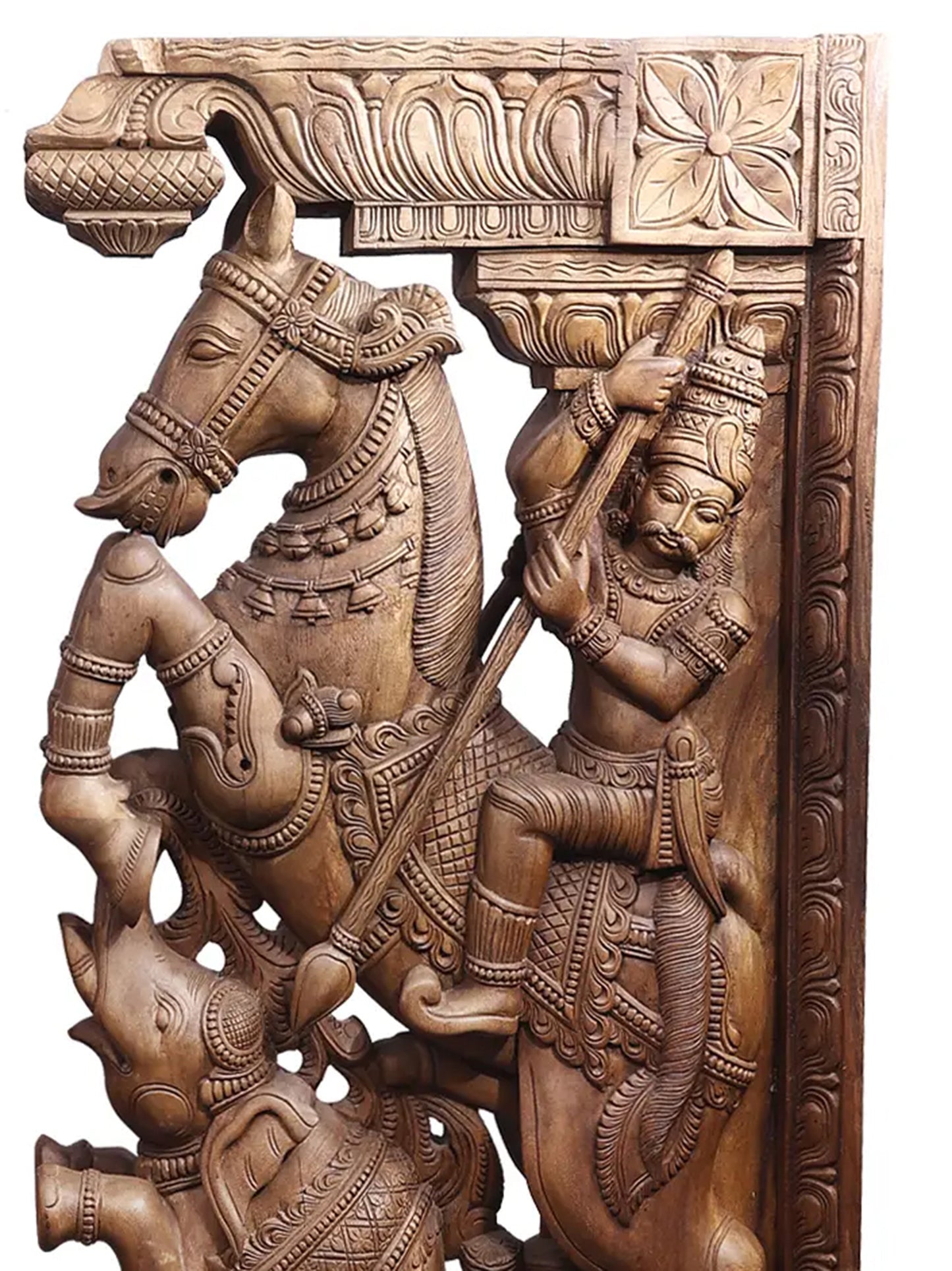 73" Large Wood Brackets Pair with Attractive Carving | Wood Carved Item for Home