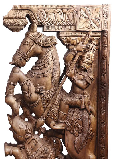 73" Large Wood Brackets Pair with Attractive Carving | Wood Carved Item for Home