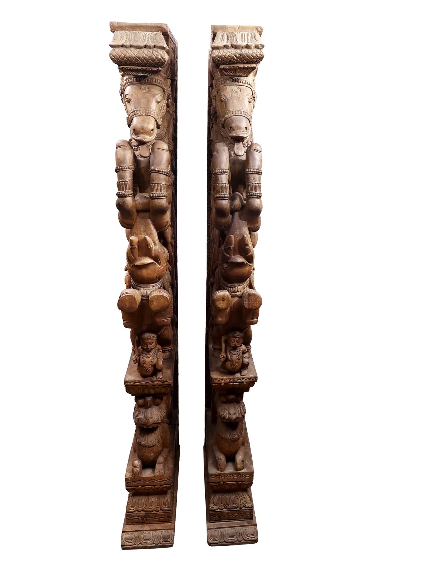 73" Large Wood Brackets Pair with Attractive Carving | Wood Carved Item for Home