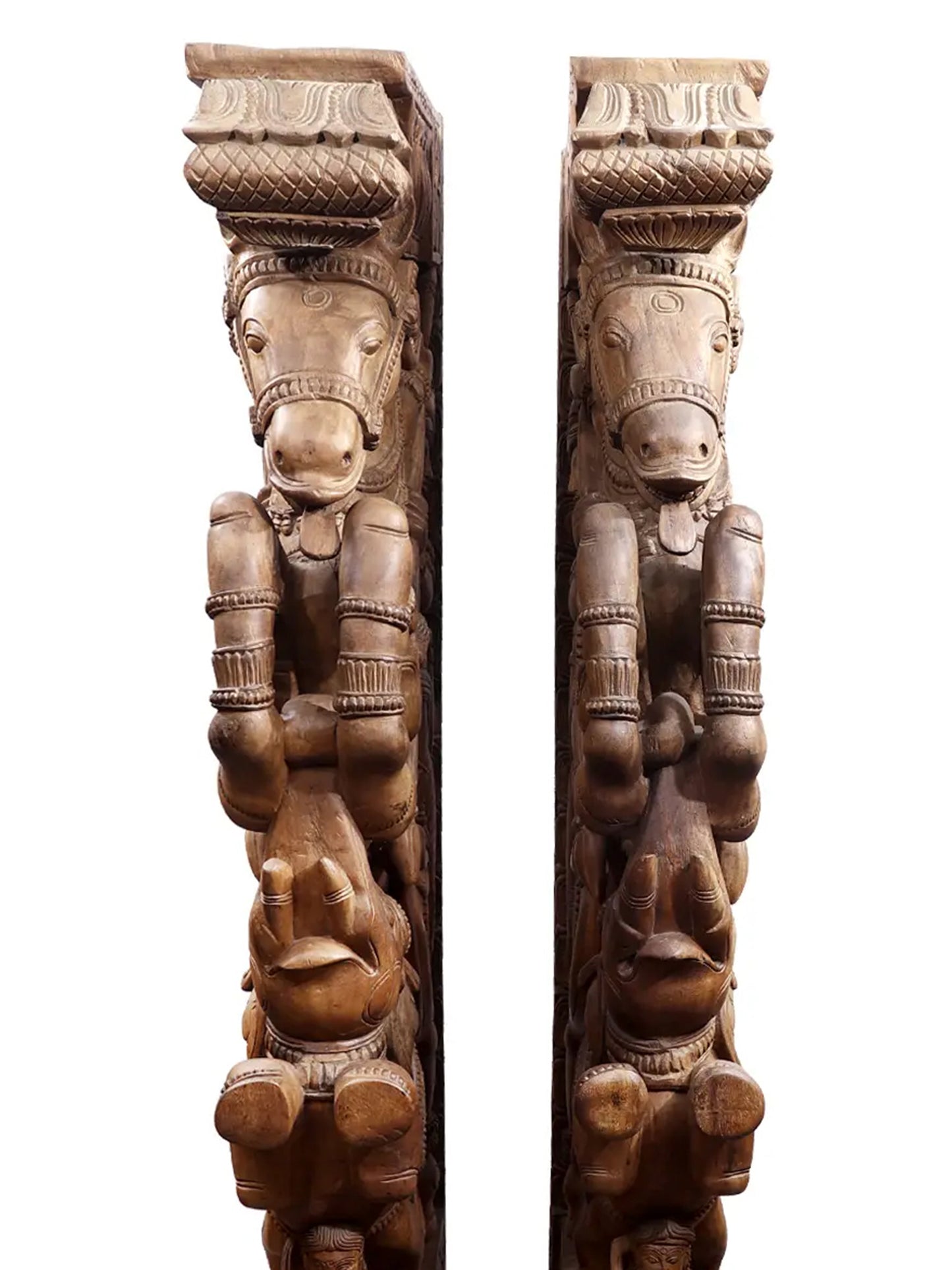 73" Large Wood Brackets Pair with Attractive Carving | Wood Carved Item for Home