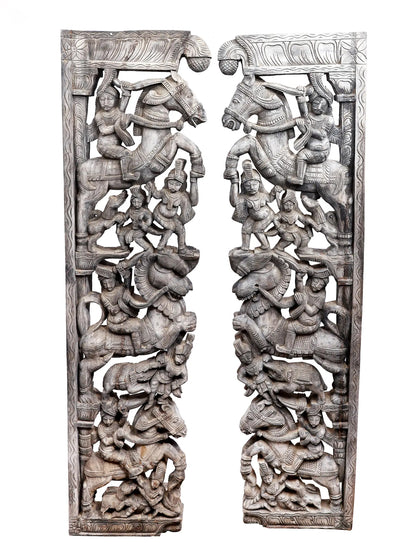 71" Attractive Wood Carved Large Brackets with Pair | Wood Carved Item for Home
